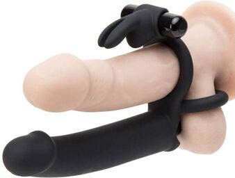 Anneau vibrant double pénétration Double Fun Rabbit Noir