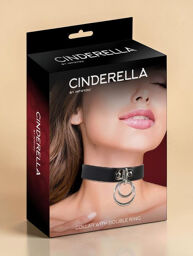Collier érotique en cuir vegan avec double anneau
