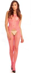 Bodystocking rose filet ouvert devant et derrière Rose