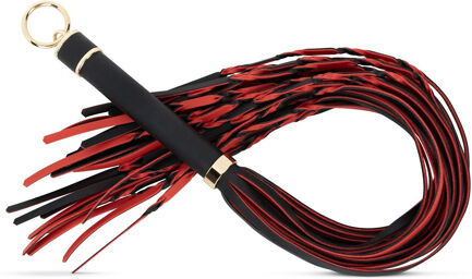 Flogger en cuir PU rouge et noir 64 cm pour jeux sensuels