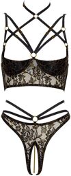 Ensemble Sexy Ouvert anneaux Noir