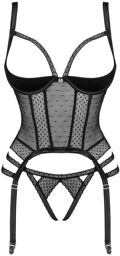 Corset Lanelia & string avec bonnets ouverts noir Noir