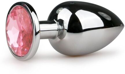 Plug anal en métal argenté/rose - L