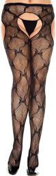 Collant grande taille nylon noir effet porte-jarretelles fantaisie avec noeuds - MH933XBLK Noir