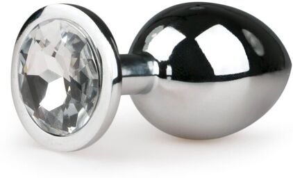 Plug anal en métal argenté/transparent - M