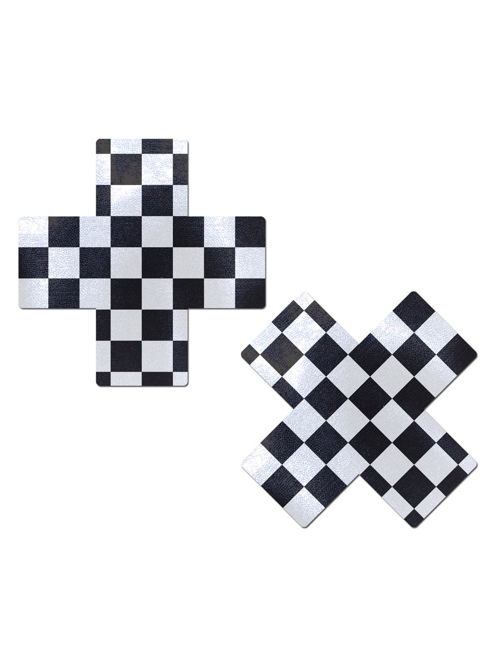 Caches-Tétons Croix Damier Noir & Blanc