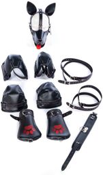 Kit complet Puppy Bondage 14 Pièces Noir-Rouge