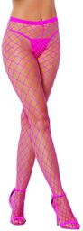 Collant sexy rose néon résille filet Rose neon
