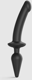 Plug-In Switch Semi-Réaliste Gode & Plug Anal 2-en-1 Taille L - Noir
