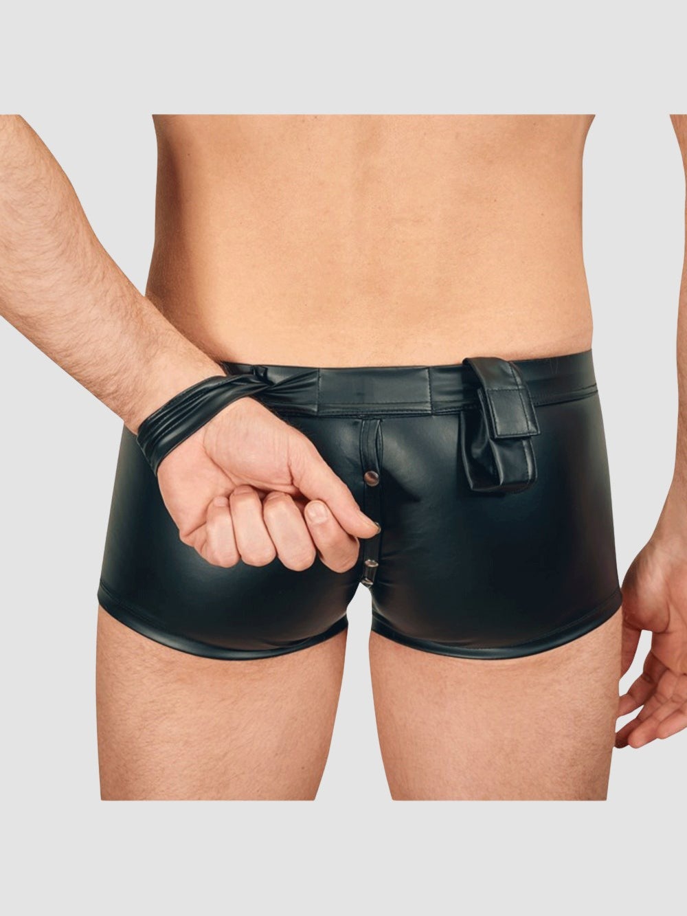 Boxer Simili Cuir Avec Menottes Noir