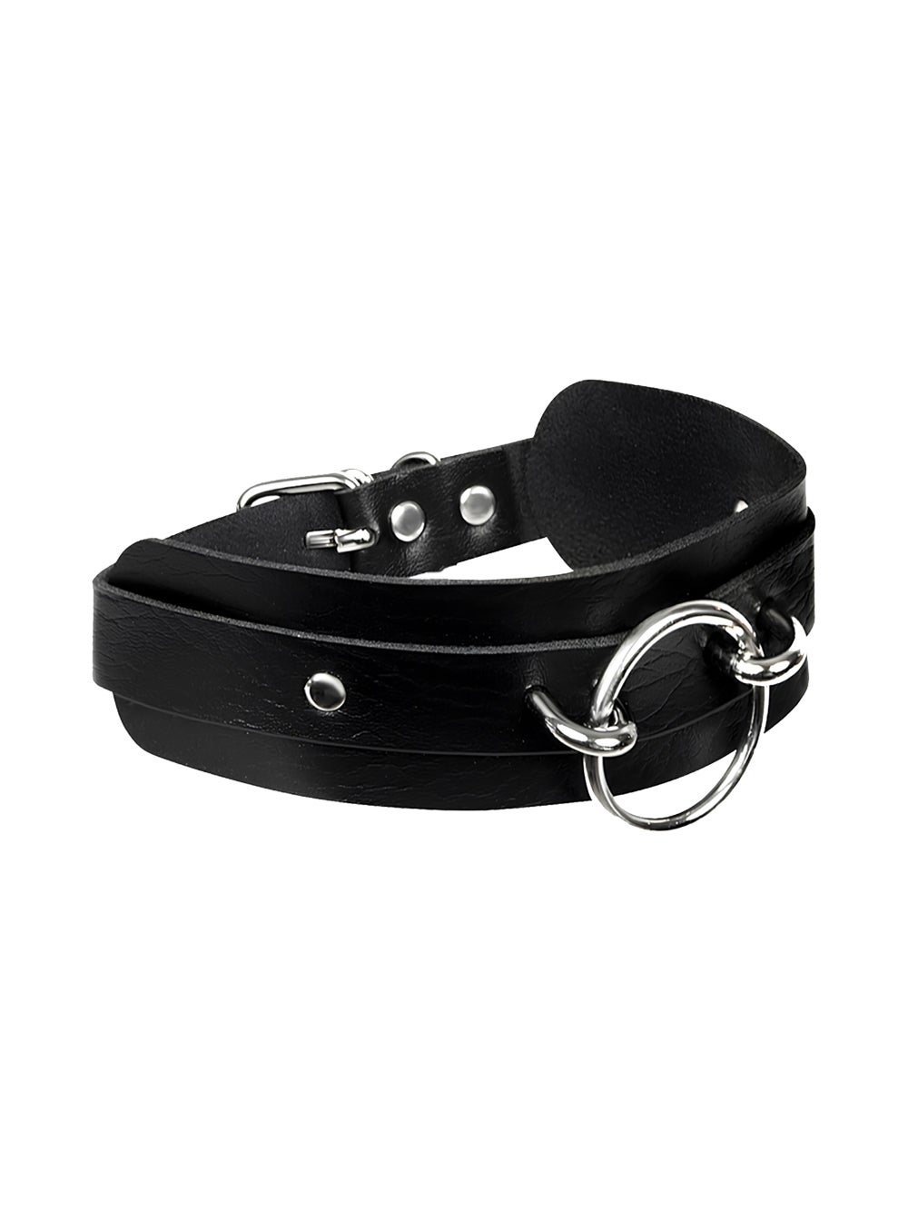 Collier BDSM anneau noir et argent