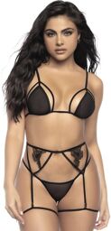 3 pièces de lingerie en résille noire Noir