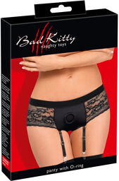 Culotte porte-strap noire en microfibre et dentelle Noir