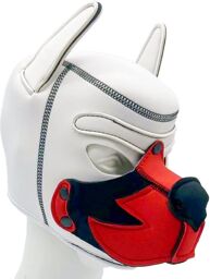 Cagoule Puppy Fox Néoprène Blanc-Rouge