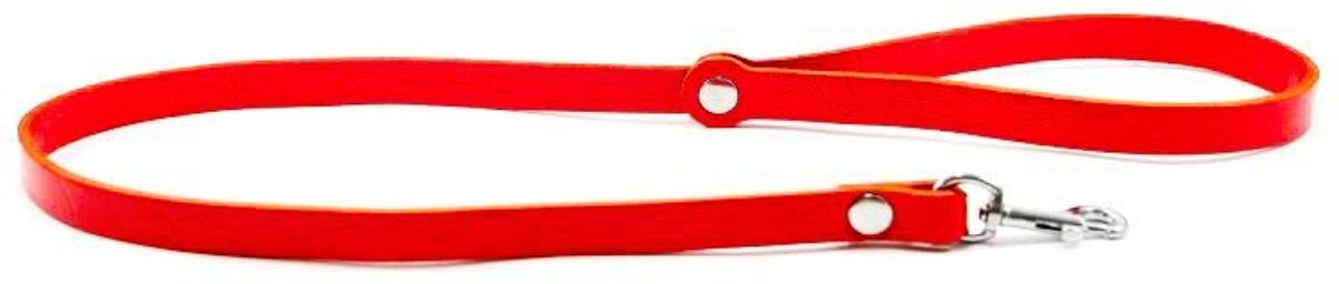 Laisse longue cuir Rouge Rouge
