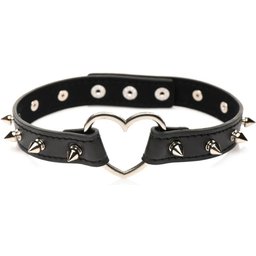 XR Brands - Collier Cœur Piquants - Noir