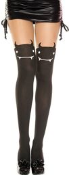 Collant semi opaque avec tête diable fantaisie Noir