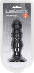 Tri Rattle Plug Anal en Silicone Liquide - L - Noir