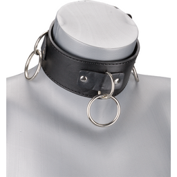 Collier cuir BDSM 3 anneaux + laisse