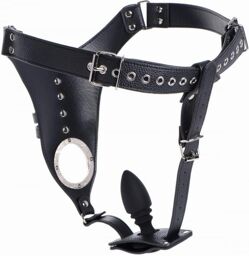 Ceinture de chasteté pénienne avec plug anal en silicone