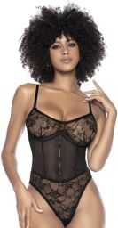 Mapalé Body noir en résille et dentelle et laçage dans le dos Noir