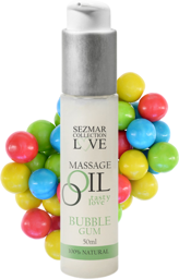 Huile de massage comestible parfum bubble gum - 50 ml