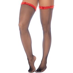 Bas Autofixants Résille avec Jarretières Froufrou