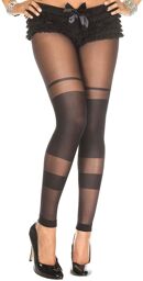 Collant noir sans pied bandes opaques - MH35011BLK Noir