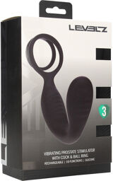 Stimulateur prostatique en silicone vibrant avec anneau pour pénis et testicules - Noir