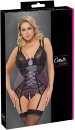 Set basque et string ouvert avec détails raffinés Violet