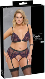 Ensemble avec soutien-gorge sans armatures et porte-jarretelles ouvert Noir