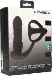 Masseur prostatique en silicone vibrant et à propulsion avec cockring Tri O - Noir