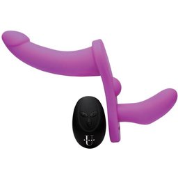 XR Brands - Double Dildo Vibrant avec Harnais - Violet