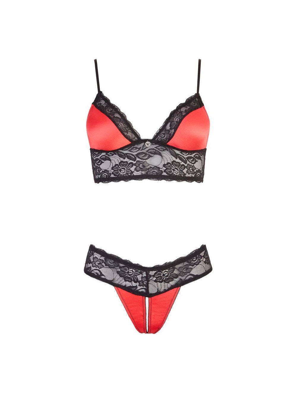 Ensemble Satin & Dentelle 2 Pièces Ouvert