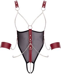 Crotchless body chaine Noir / Rouge