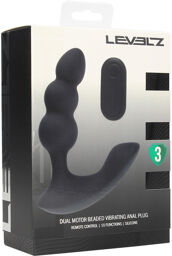 Dual Motor Remote Control Beaded Vibrating Liquid Silicone Prostate Stimulator - Black