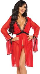 Peignoir et String Valentina Rouge et Noir Rouge/Noir