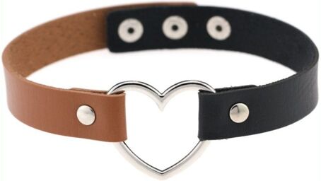 Ras de cou Bicolor Heart Noir-Marron