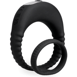 Double anneau vibrant en silicone Hop - Cockring penien pour homme et couple - Noir