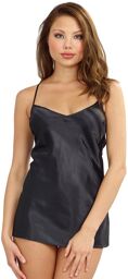 Nuisette noire avec peignoir satinés - DG3717 Noir