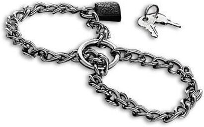 menottes avec chaÏne en acier inoxydable.