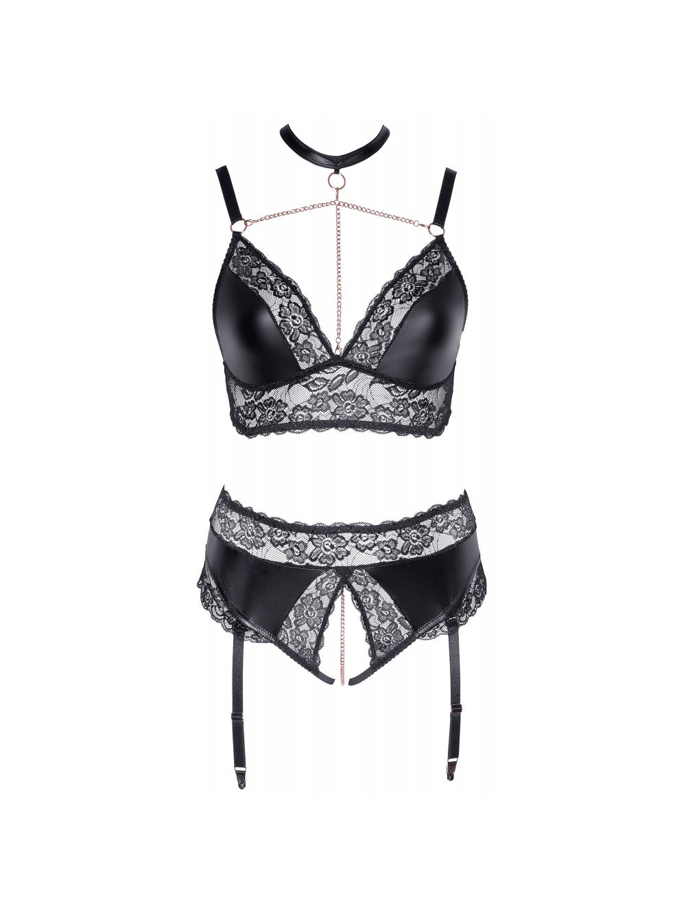 Ensemble 2 Pièces Wetlook & Dentelle Noir GT