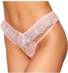 String avec broderie florale rose avec taille en forme de « V » Rose