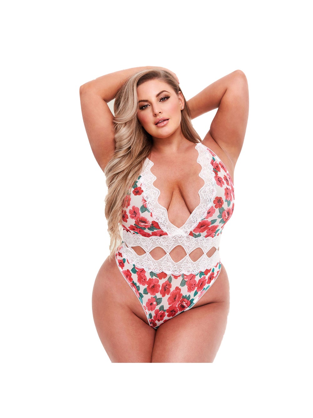 Body Motifs Floraux, Dentelle Rouge & Blanc GT