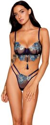 Ensemble soutien-gorge avec chainettes amovibles et string Bleu Marine