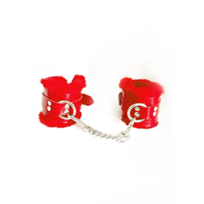 Menottes poignets fourrure rouge