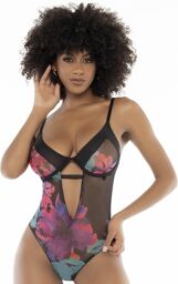 Body noir imprimé fleurs exotiques Imprimé floral