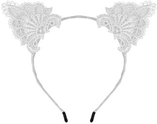 Serre-tête oreilles de chat dentelle blanc Blanc