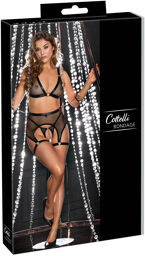 Ensemble lingerie sexy avec menottes et chaîne Noir