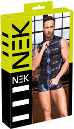 Chemise à bretelles style métallique bleu mat avec zip frontal Bleu